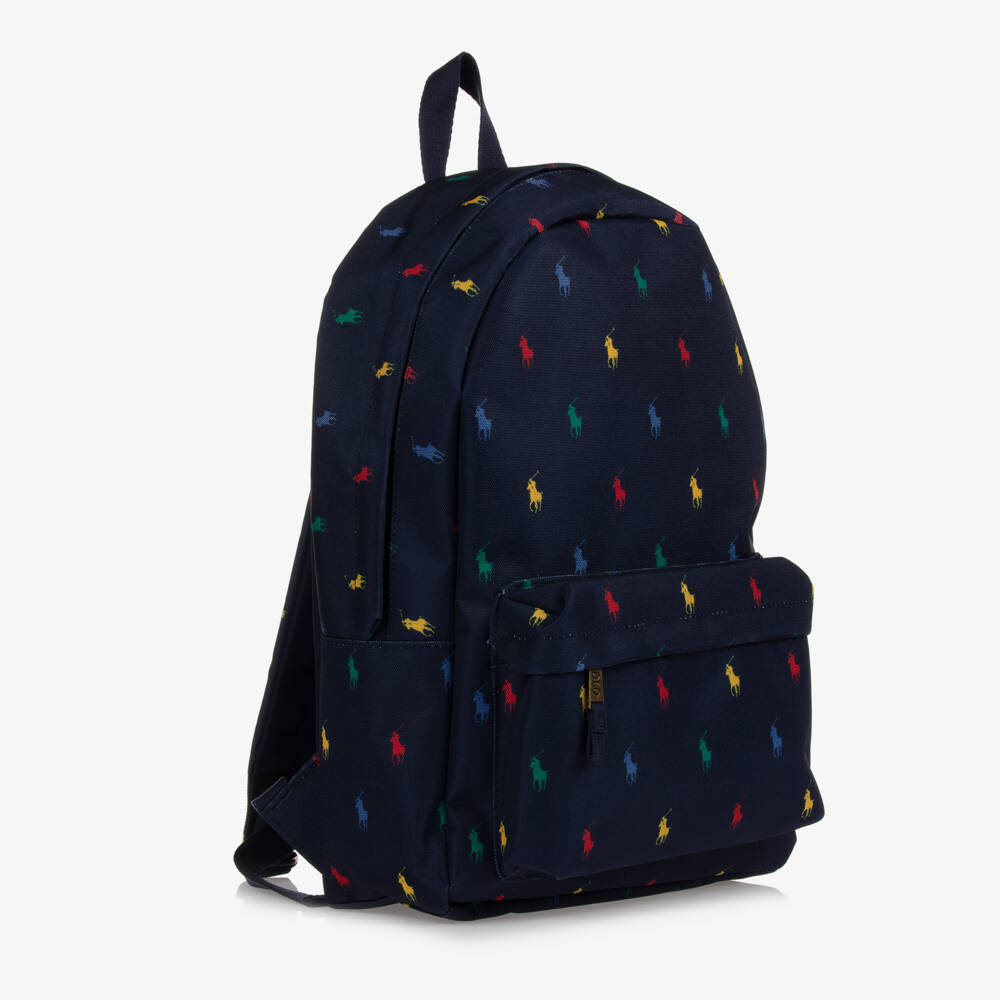 Ralph Lauren-Blue Canvas Pony Backpack (44cm) | Childrensalon Outlet