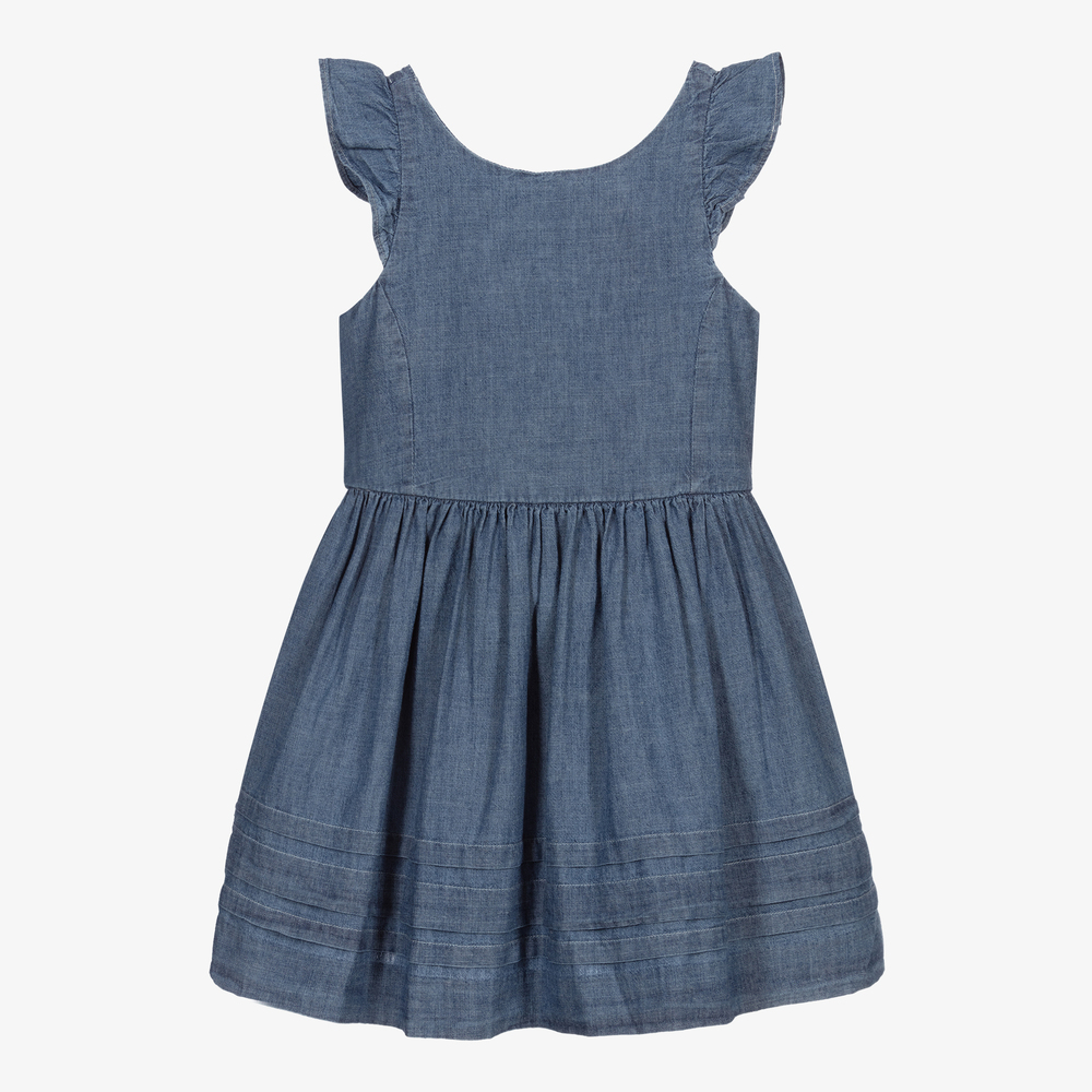 Polo Ralph Lauren - Robe bleue en batiste à volants | Childrensalon