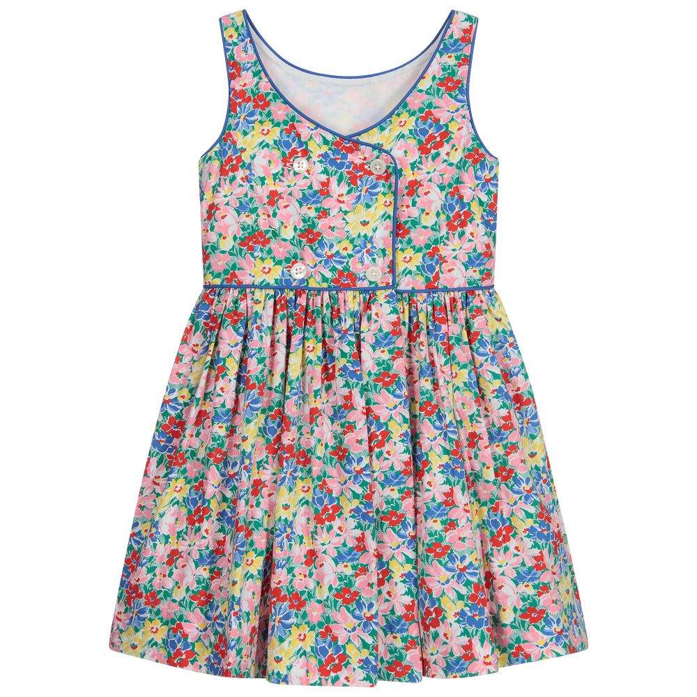 Polo Ralph Lauren Blue Cotton Floral Dress Childrensalon Outlet