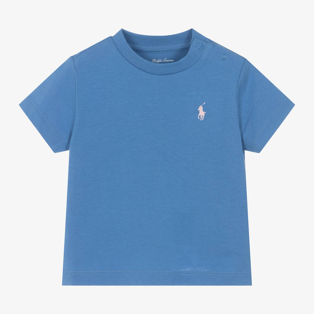 Ralph Lauren Blue Cotton Jersey Baby T Shirt Childrensalon Outlet