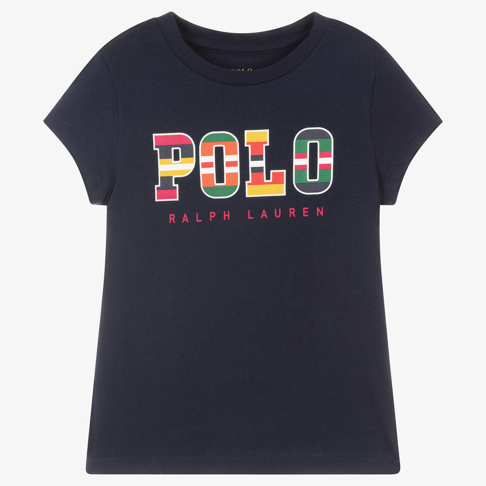Polo Ralph Lauren - تيشيرت قطن لون كحلي للبنات | Childrensalon