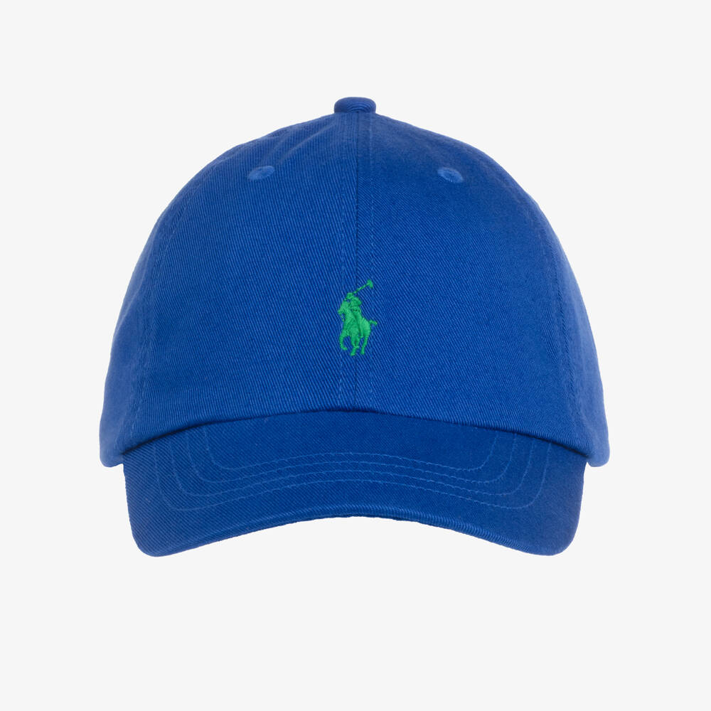 Ralph Lauren-Blue Cotton Twill Baseball Cap with Embroidered Logos | Childrensalon Outlet