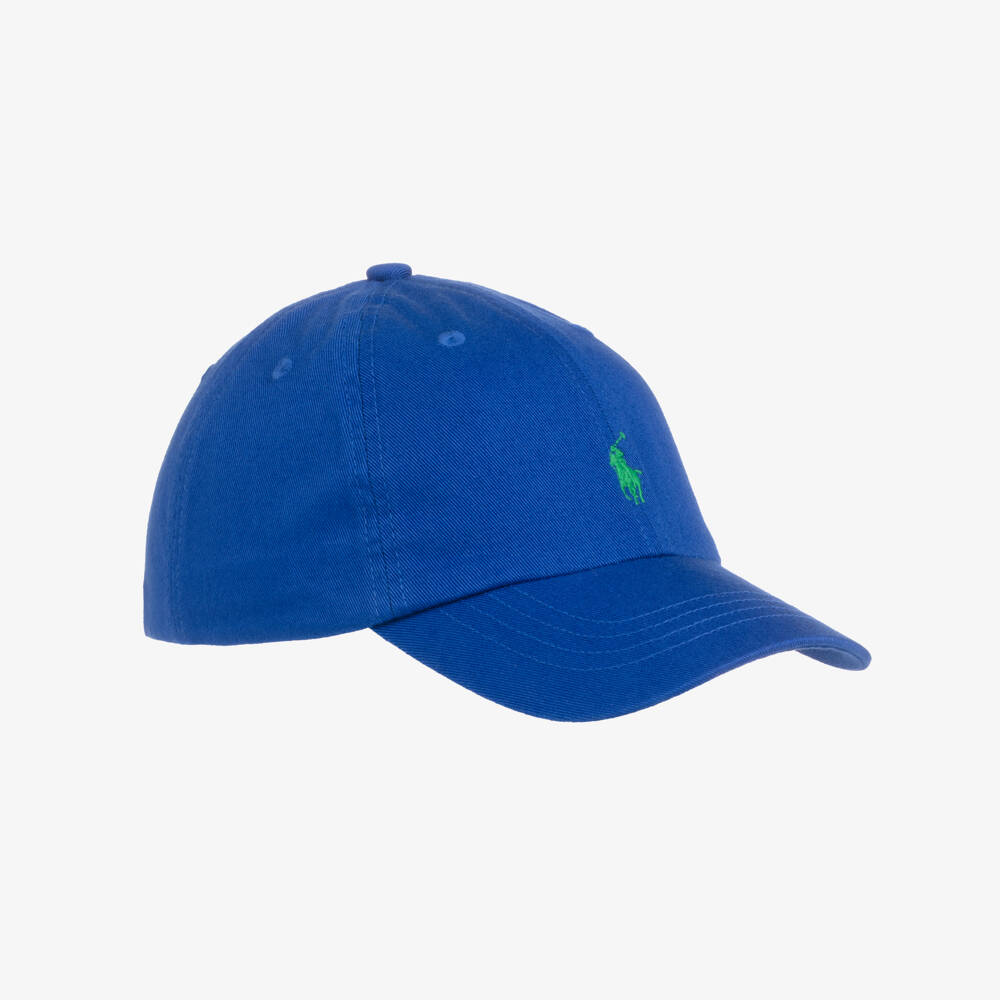 Ralph Lauren-Blue Cotton Twill Baseball Cap with Embroidered Logos | Childrensalon Outlet