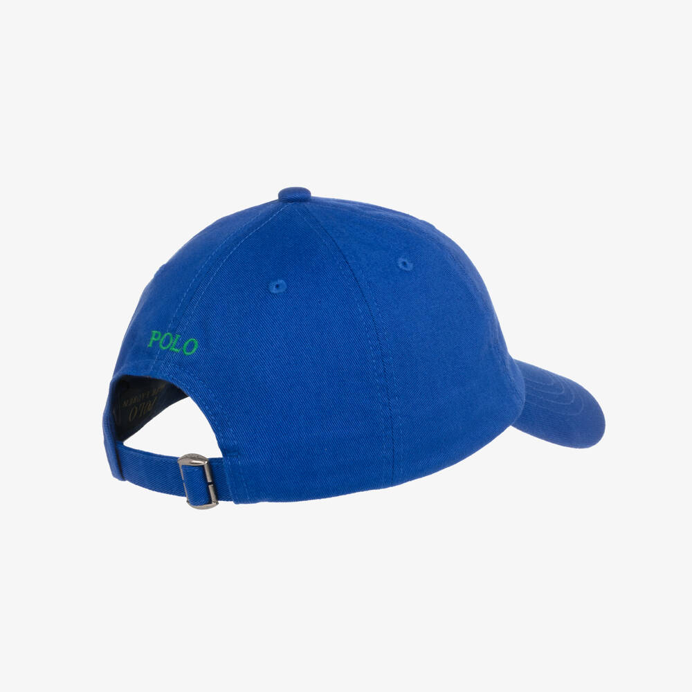 Ralph Lauren-Blue Cotton Twill Baseball Cap with Embroidered Logos | Childrensalon Outlet