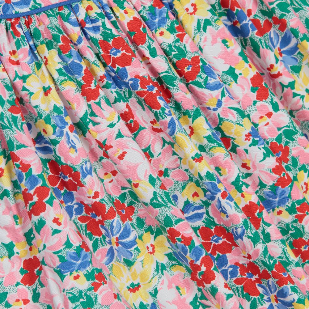 Ralph Lauren-طقم فستان وسروال قطن بوبلين لون أزرق بطبعة ورود | Childrensalon Outlet