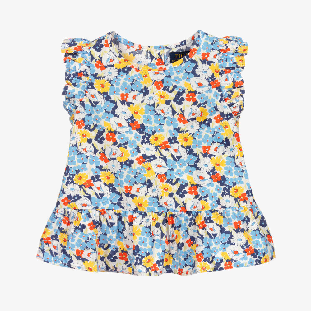 Polo Ralph Lauren-Blue Floral Cotton Top | Childrensalon Outlet