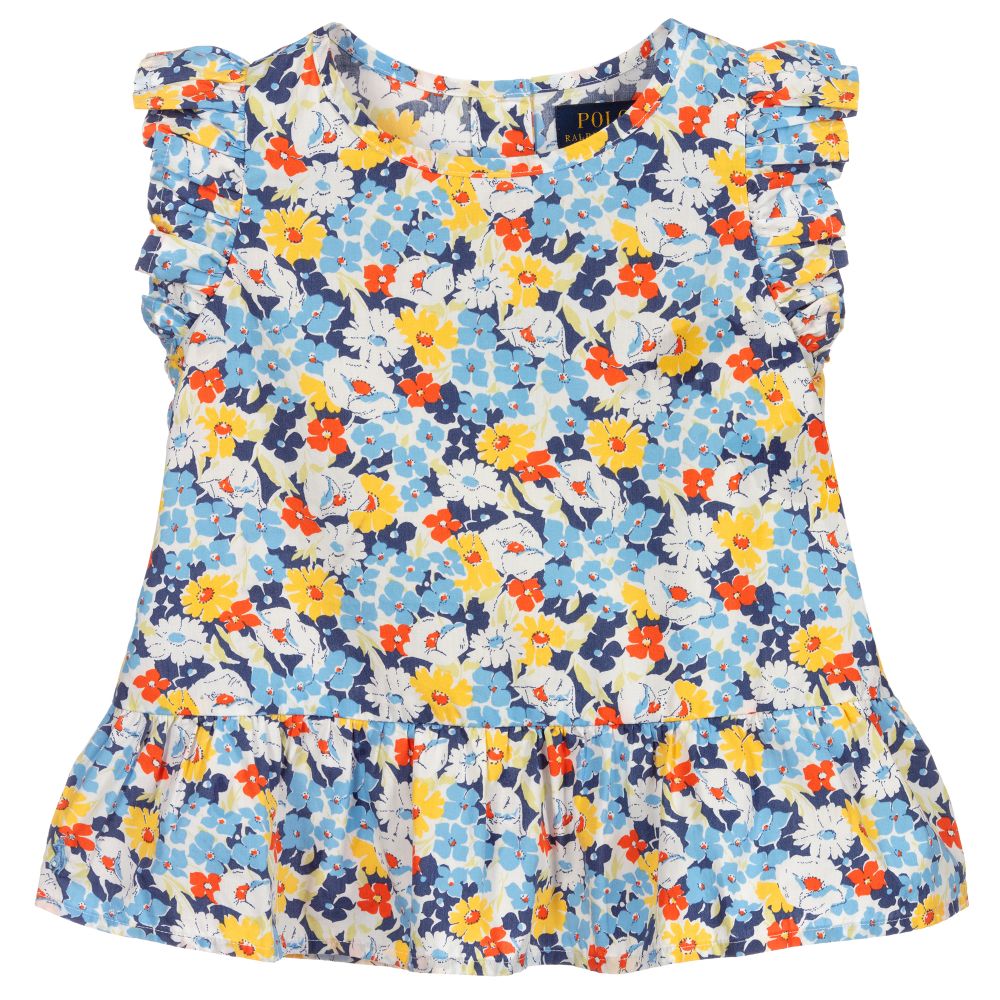 Polo Ralph Lauren - Blue Floral Cotton Top | Childrensalon