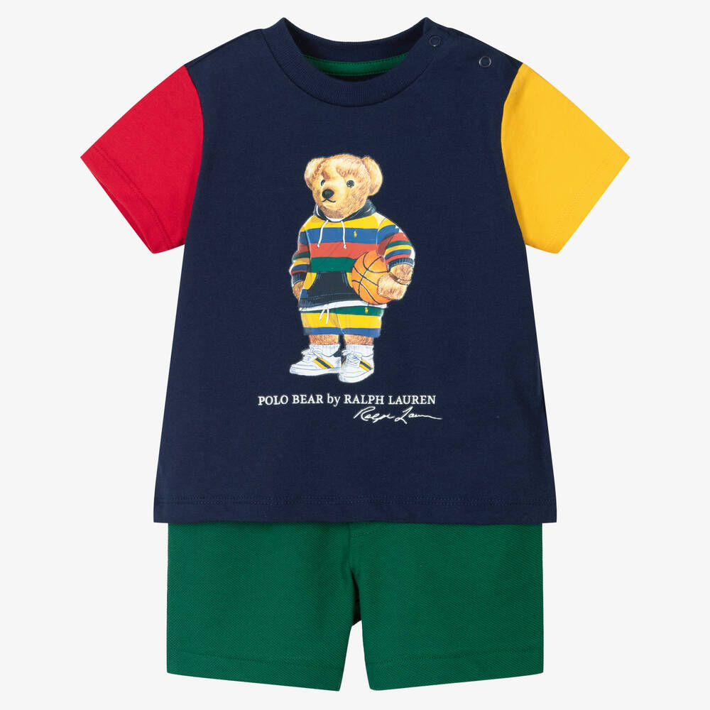 Ralph Lauren - Baby-Shorts-Set in Blau und Grün | Childrensalon