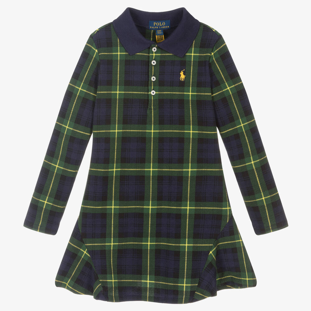 Polo Ralph Lauren-Blue & Green Check Polo Dress | Childrensalon Outlet
