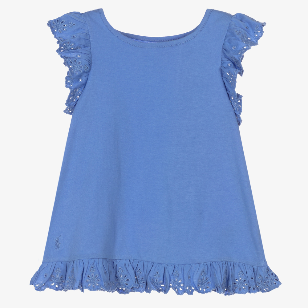 Polo Ralph Lauren-Blue Lace Ruffles T-Shirt | Childrensalon Outlet