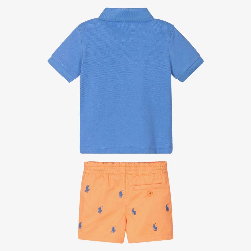 Ralph Lauren-Blue Orange Baby Boys Polo Set | Childrensalon Outlet