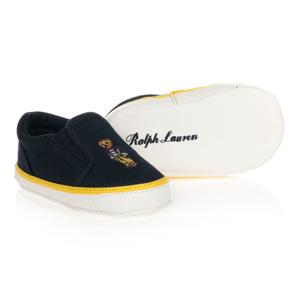 Ralph Lauren - حذاء بولو أطفال ولادي كانفاس لون كحلي | Childrensalon