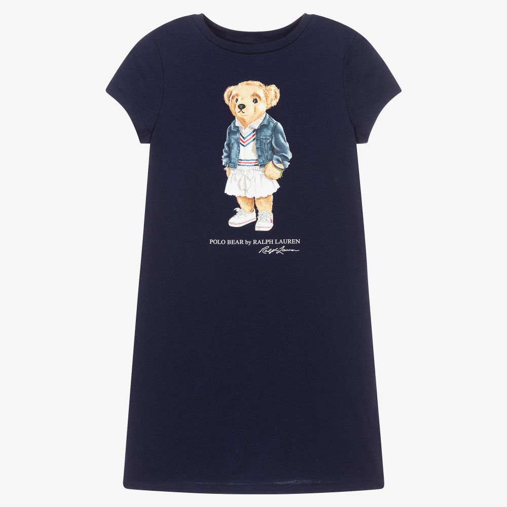 Polo Ralph Lauren-Blue Polo Bear Cotton Dress | Childrensalon Outlet