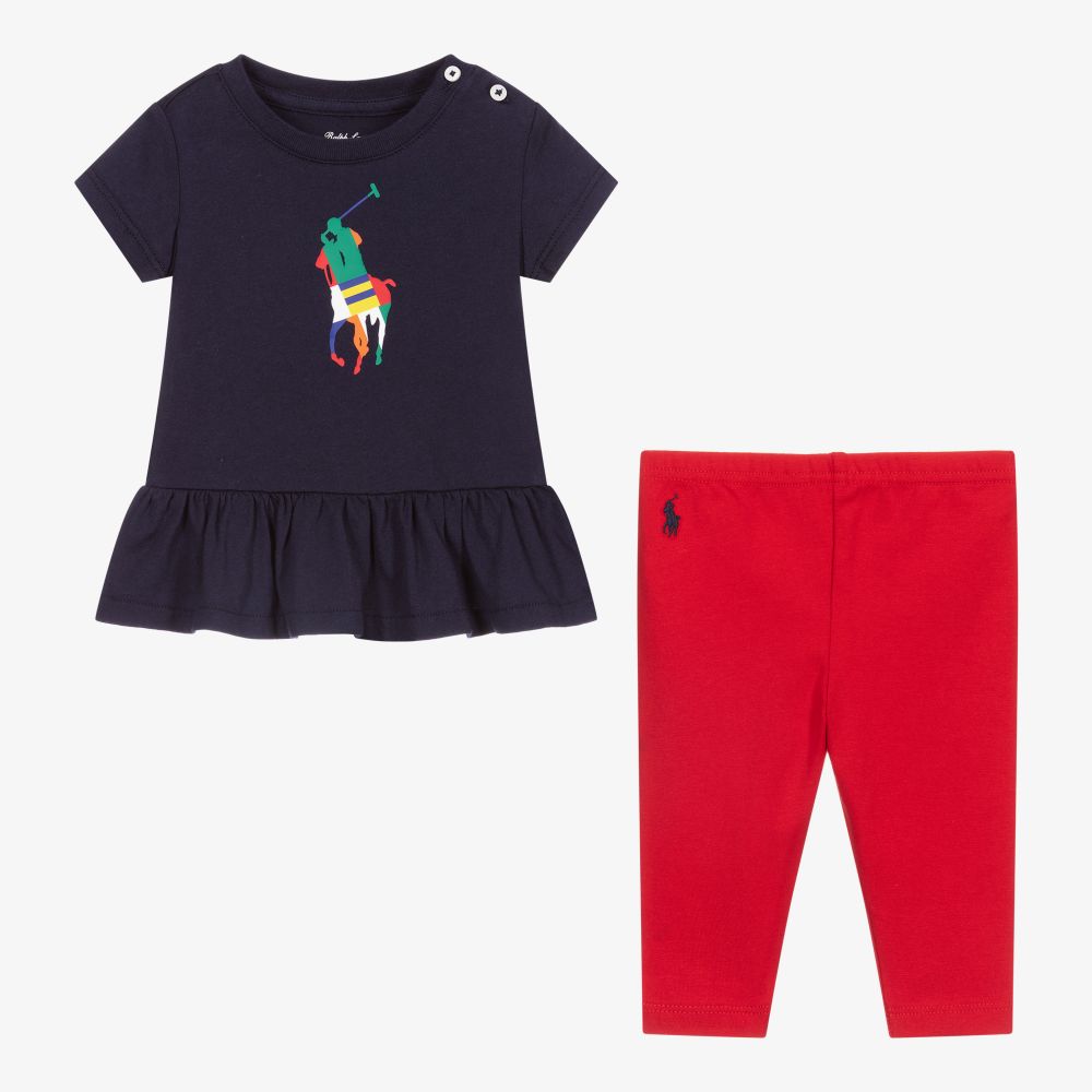 Ralph Lauren-Сине-красный комплект с легинсами | Childrensalon Outlet
