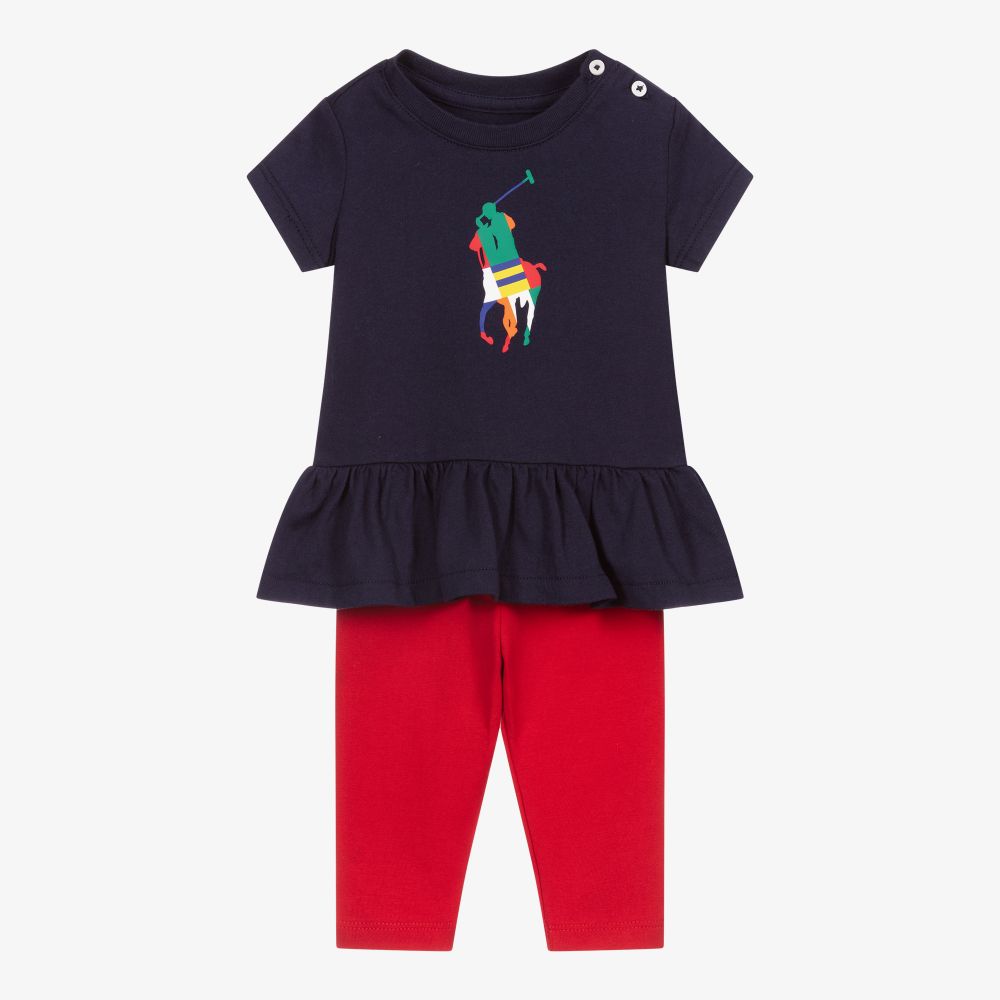 Ralph Lauren - Ensemble legging bleu et rouge | Childrensalon