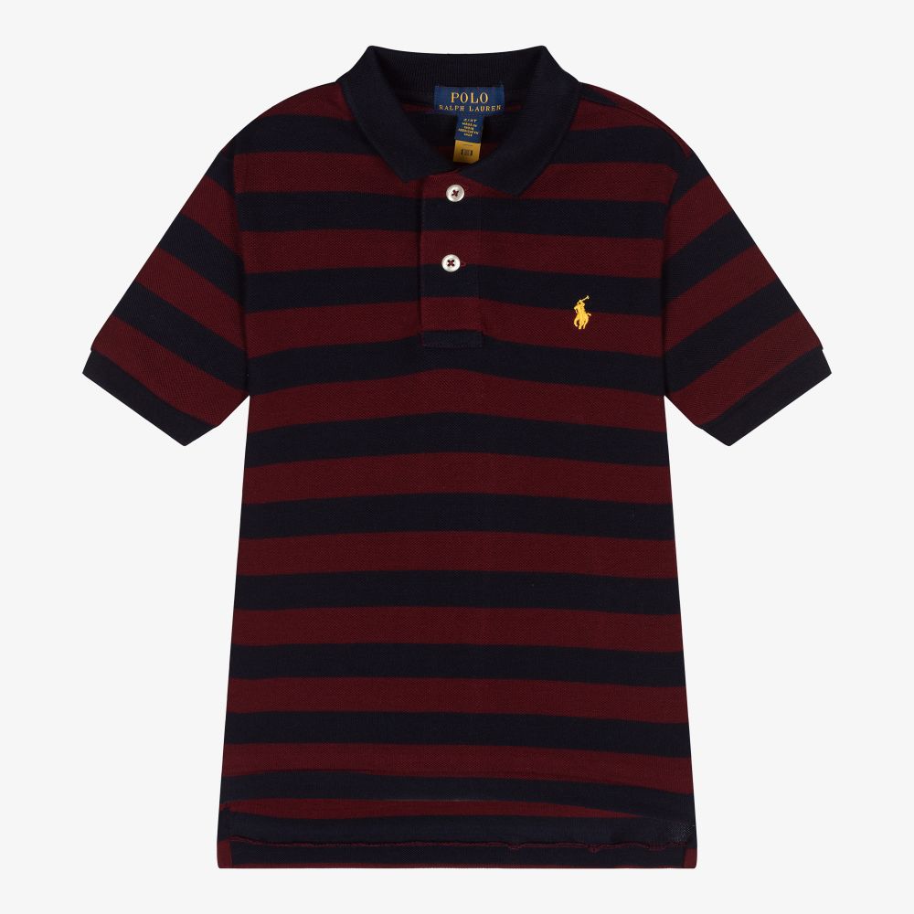 Polo Ralph Lauren - Blue & Red Stripe Polo Shirt | Childrensalon