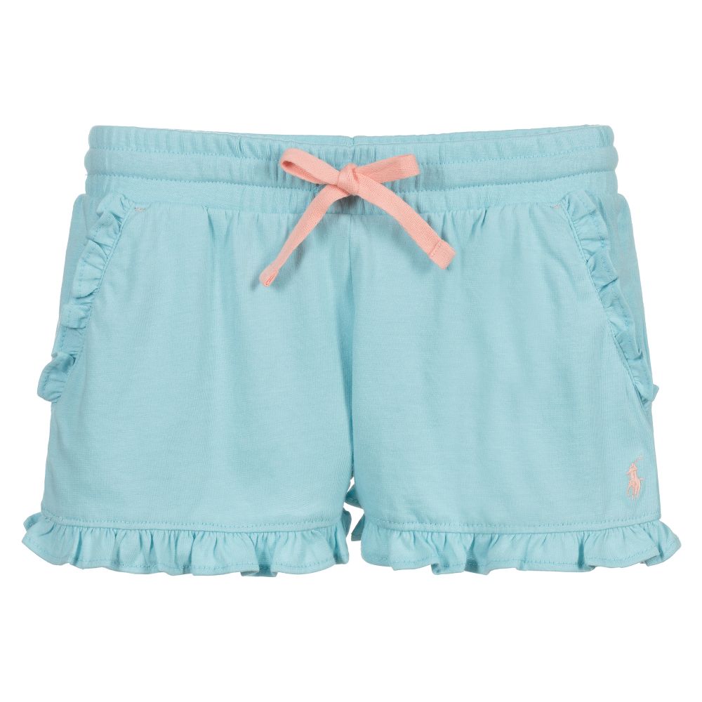 Polo Ralph Lauren - Blaue Shorts mit Rüschen | Childrensalon
