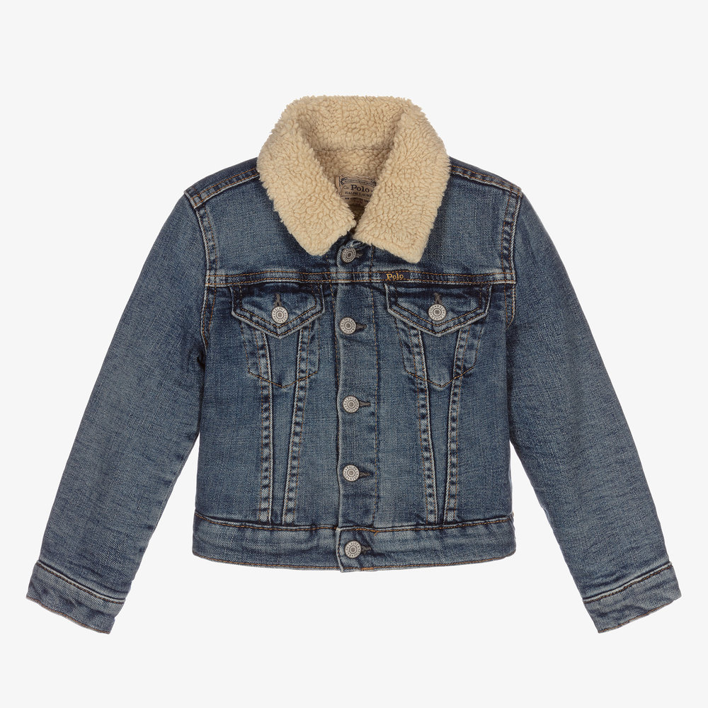 Polo Ralph Lauren - Veste bleue en denim et en polaire | Childrensalon