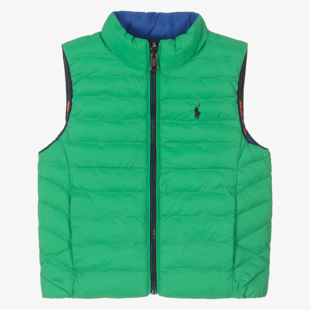 Ralph Lauren-Blue & Tangerine Boys Reversible Vest | Childrensalon Outlet