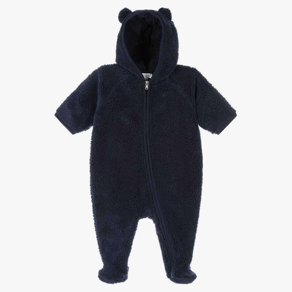 Ralph Lauren - Blue Teddy Fleece Pramsuit | Childrensalon