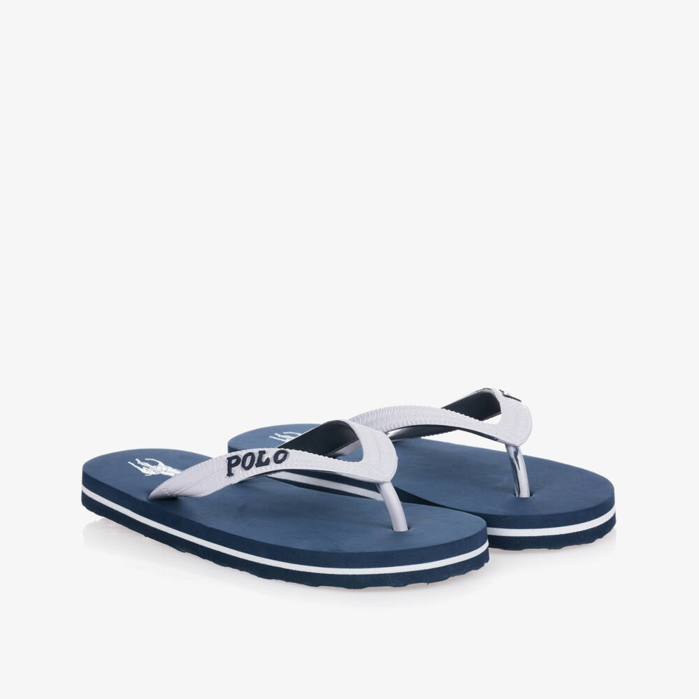 Polo Ralph Lauren-Blue & White Logo Flip-Flops | Childrensalon Outlet