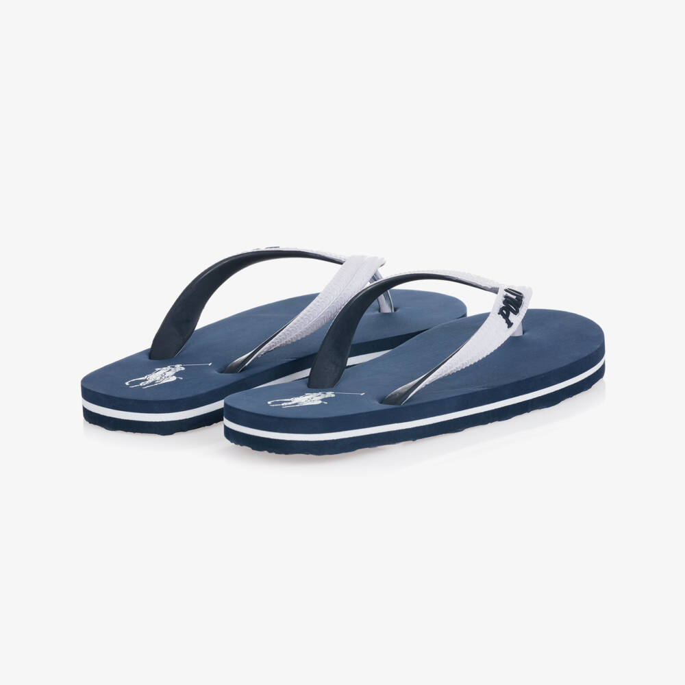 Polo Ralph Lauren-Blue & White Logo Flip-Flops | Childrensalon Outlet