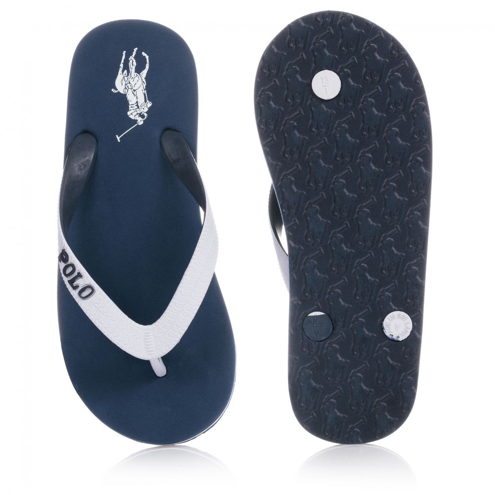Polo Ralph Lauren - Blue & White Logo Flip-Flops | Childrensalon Outlet