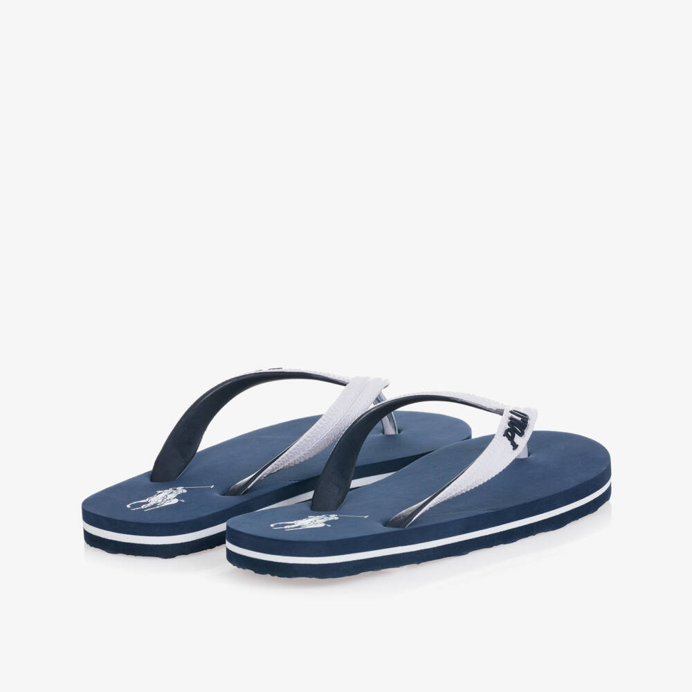 Polo Ralph Lauren-Blue & White Logo Flip-Flops | Childrensalon Outlet