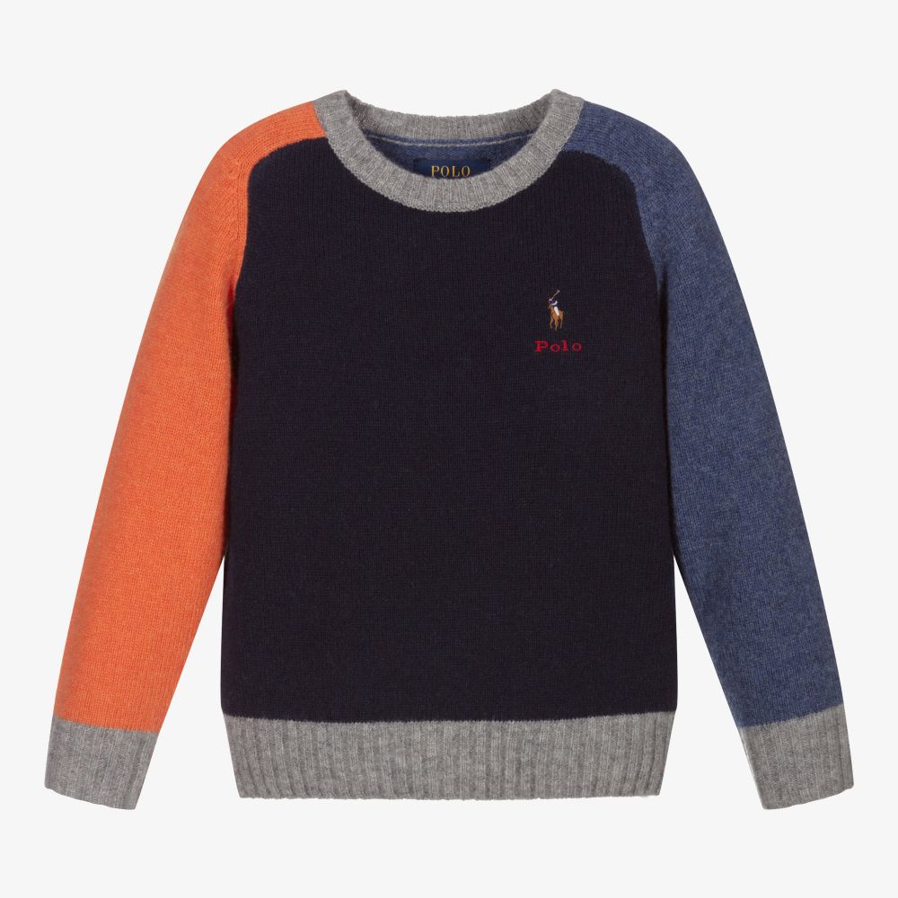 Polo Ralph Lauren - Pull bleu en laine et en cachemire | Childrensalon