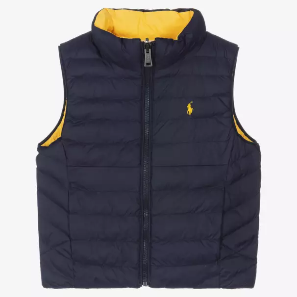 Ralph Lauren-Blue & Yellow P-Layer 2 Reversible Gilet | Childrensalon Outlet