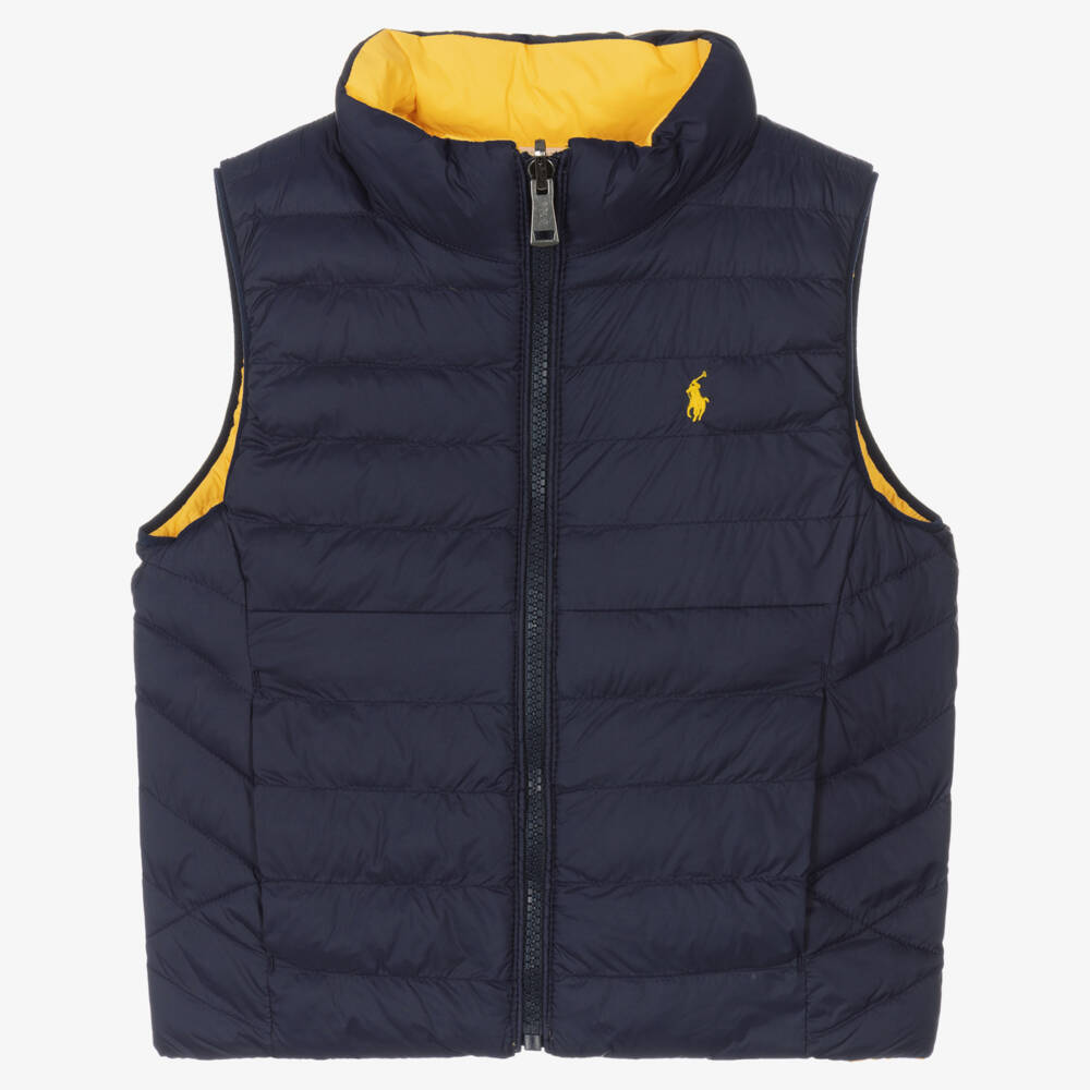 Ralph Lauren-Blue & Yellow P-Layer 2 Reversible Gilet | Childrensalon Outlet
