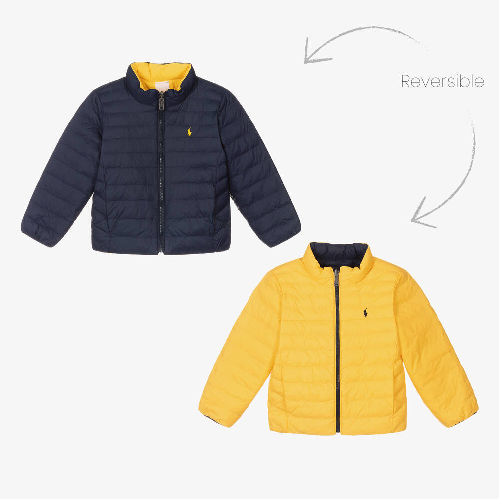 Ralph Lauren - Blouson bleu et jaune réversible | Childrensalon