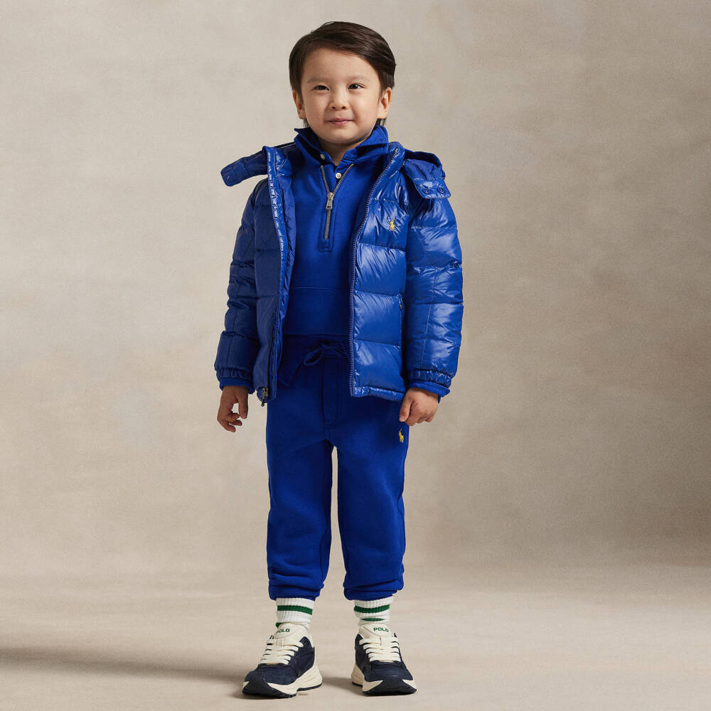 Ralph Lauren-Boys Azure Blue Cotton Pony Logo Joggers | Childrensalon Outlet