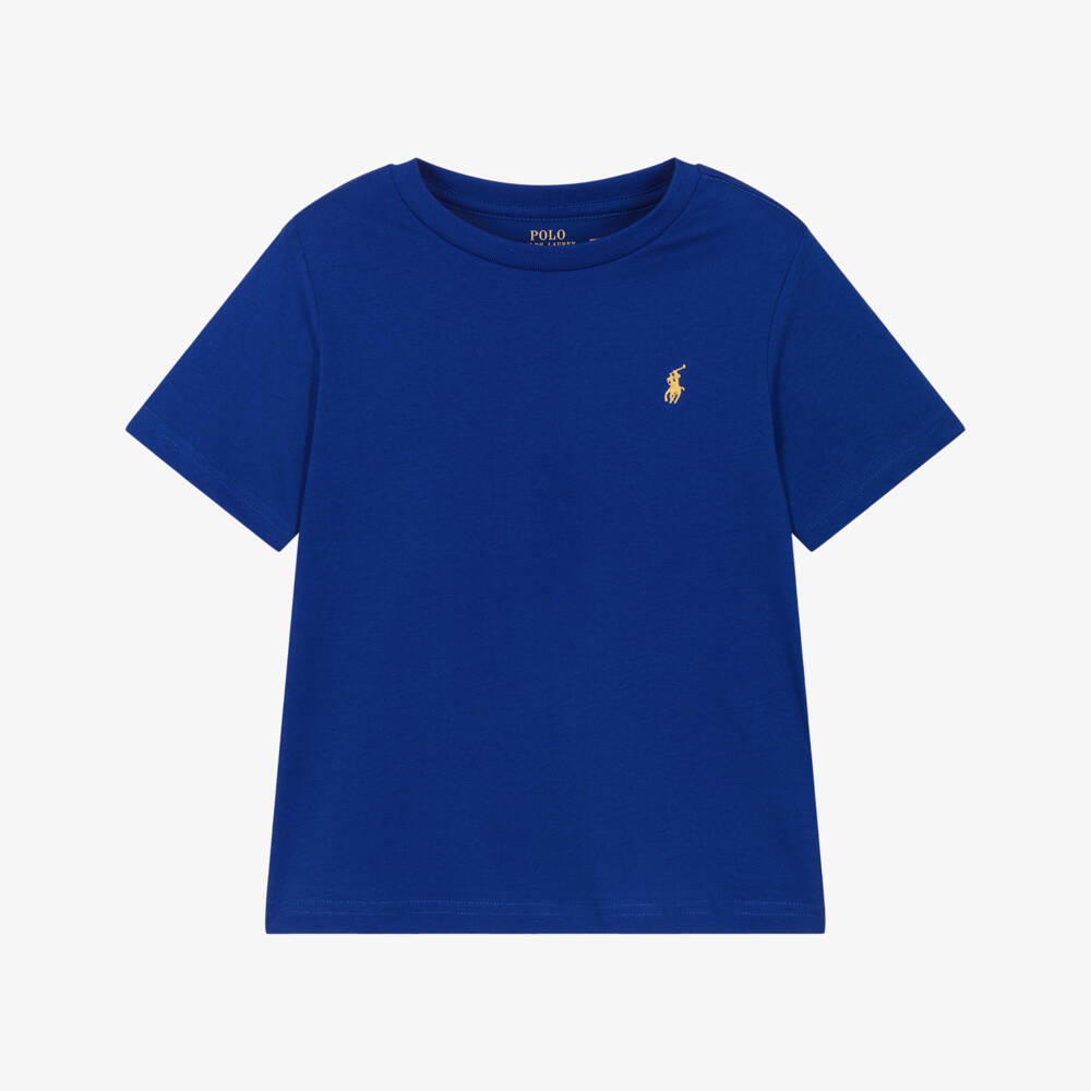 Ralph Lauren-Boys Azure Blue Cotton Pony Logo T-Shirt | Childrensalon Outlet