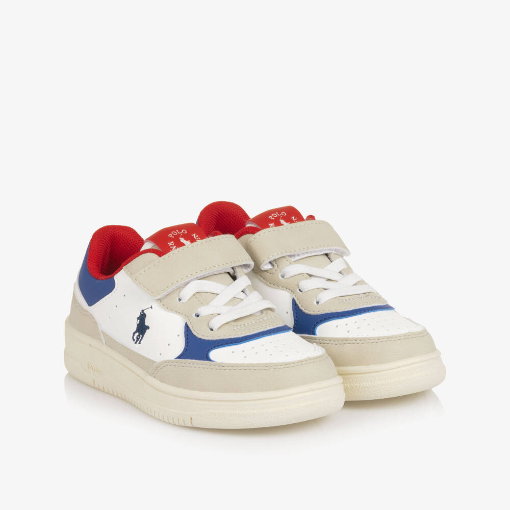 Ralph Lauren-Boys Beige and White Trainers | Childrensalon Outlet