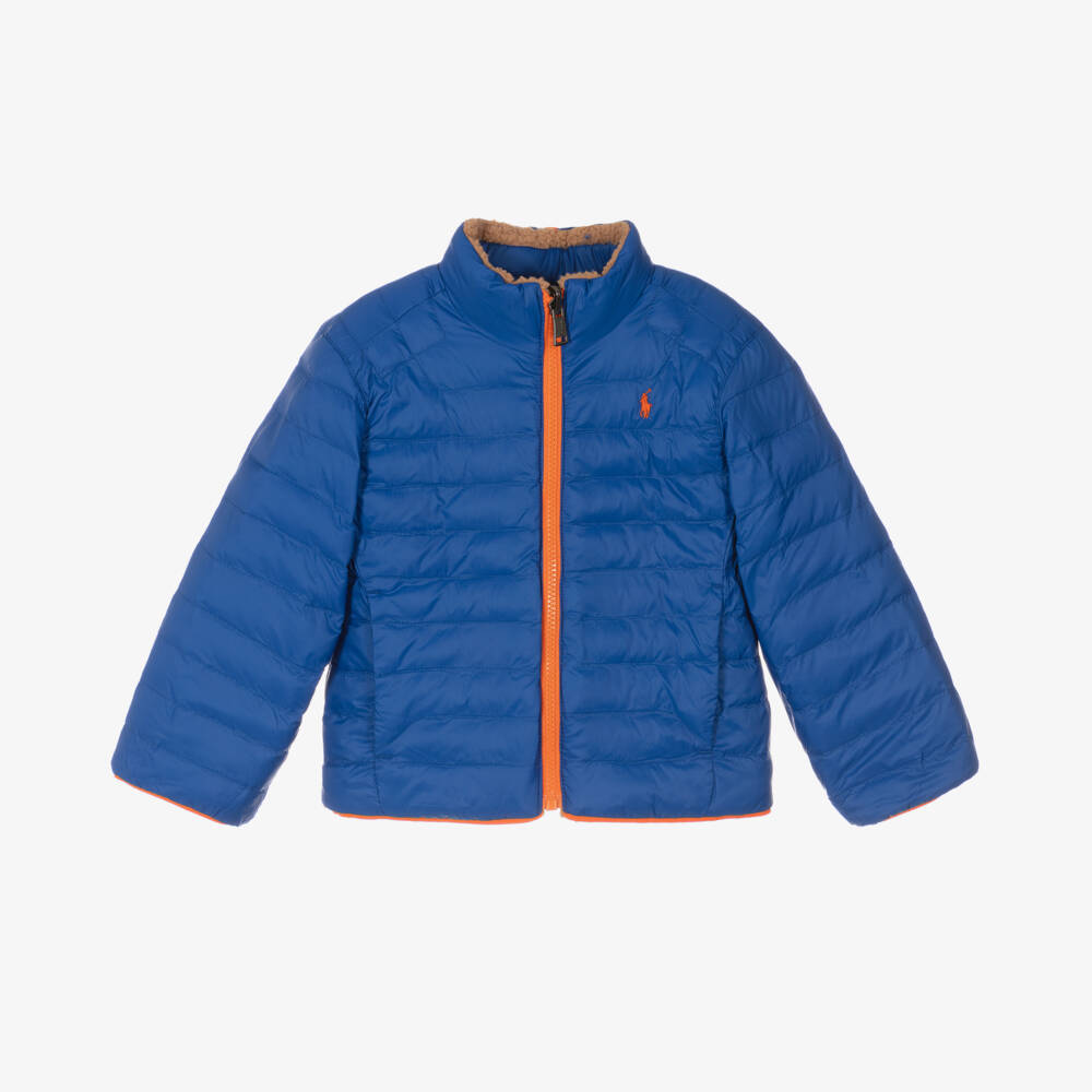 Ralph Lauren-Boys Beige Blue Reversible Fleece Jacket | Childrensalon Outlet