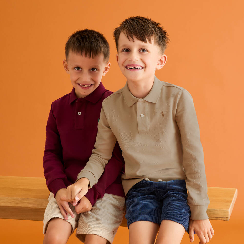 Ralph Lauren-Boys Beige Corduroy Shorts with Pony Logo | Childrensalon Outlet