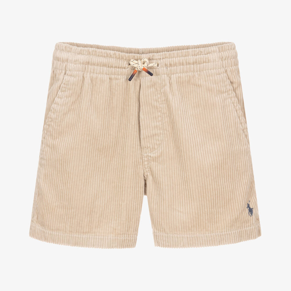 Ralph Lauren - Boys Beige Cotton Corduroy Shorts | Childrensalon