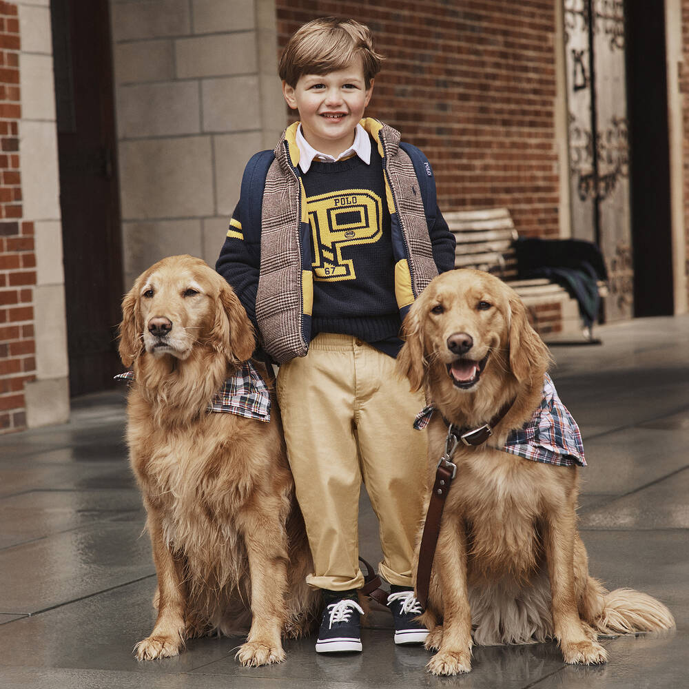 Ralph Lauren-بنطلون قطن تويل لون بيج للأولاد | Childrensalon Outlet
