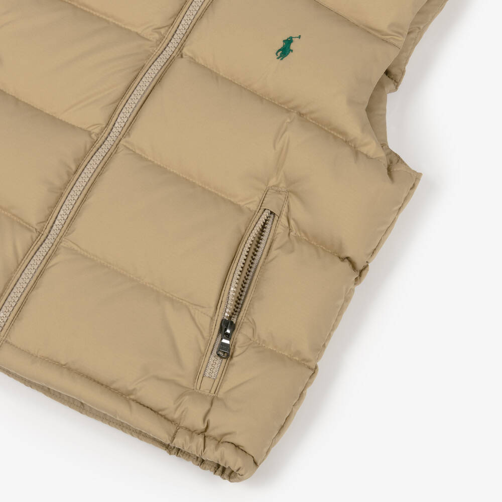 Ralph Lauren-Boys Beige Down Padded Puffer Gilet | Childrensalon Outlet