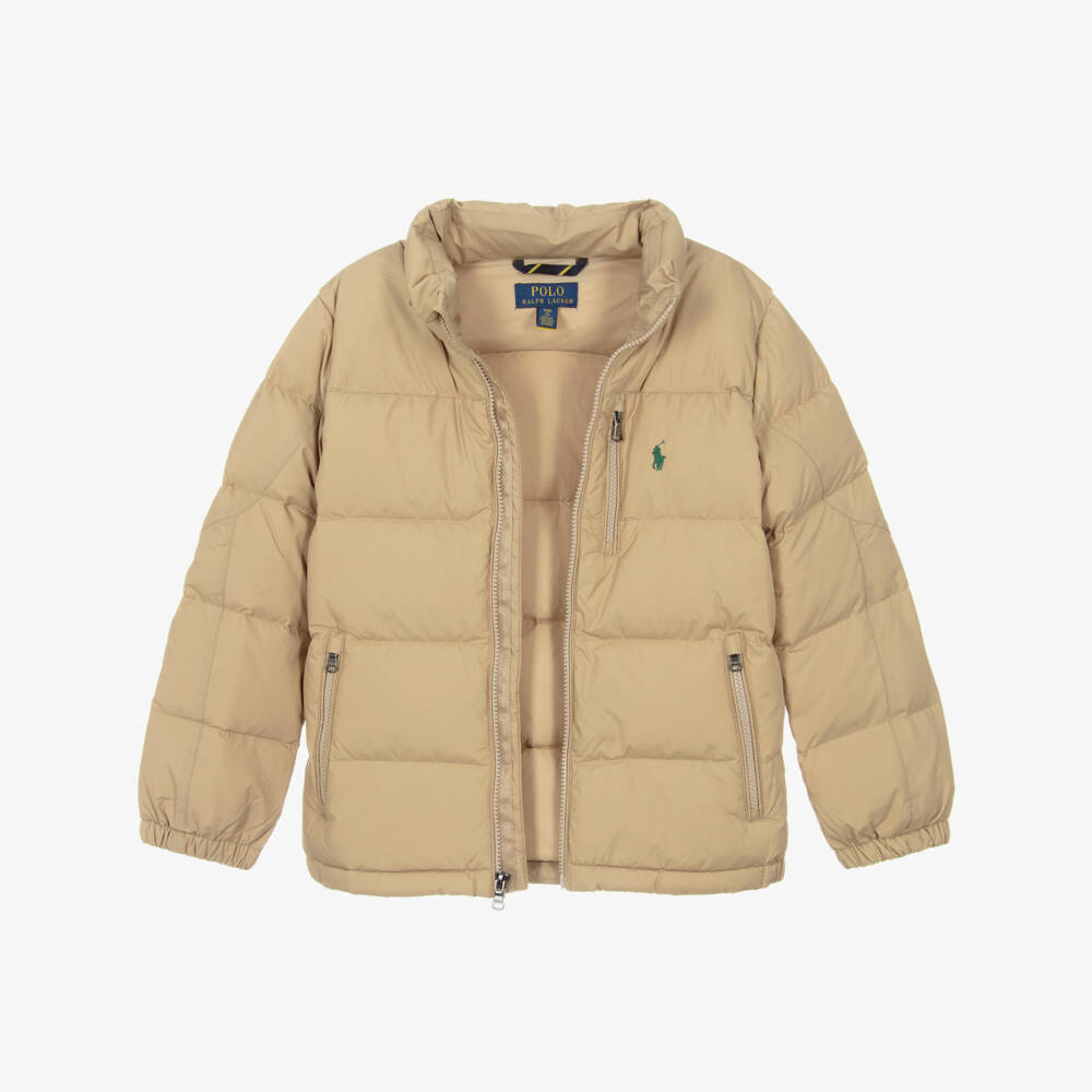 Ralph Lauren-Boys Beige Down Padded Puffer Jacket | Childrensalon Outlet