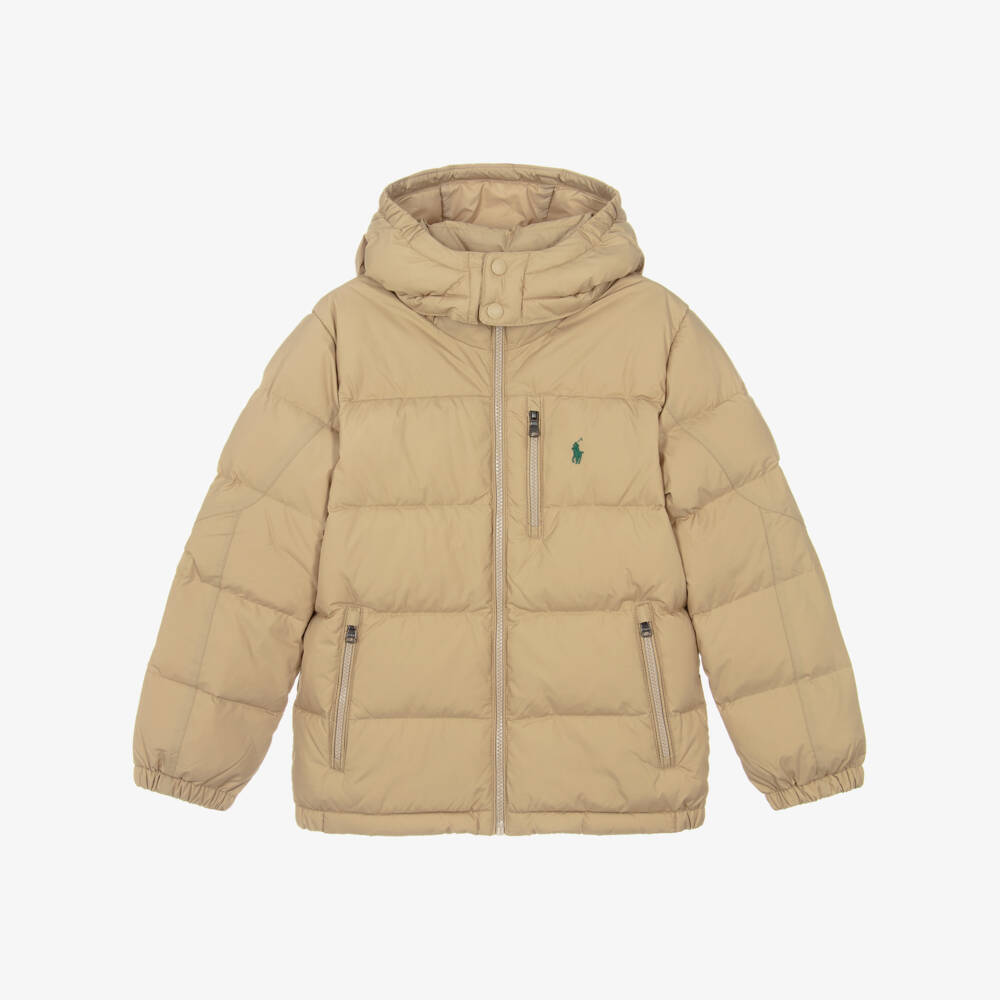 Ralph Lauren-Boys Beige Down Padded Puffer Jacket | Childrensalon Outlet