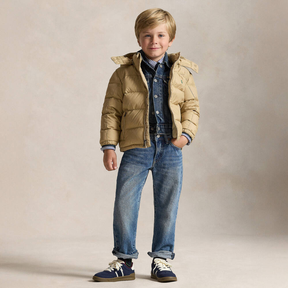 Ralph Lauren-Boys Beige Down Padded Puffer Jacket | Childrensalon Outlet