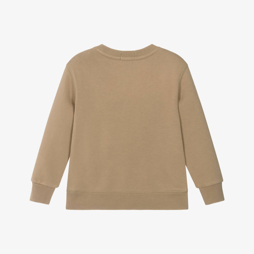 Ralph Lauren-Boys Beige Embroidered Logo Cotton Sweatshirt | Childrensalon Outlet