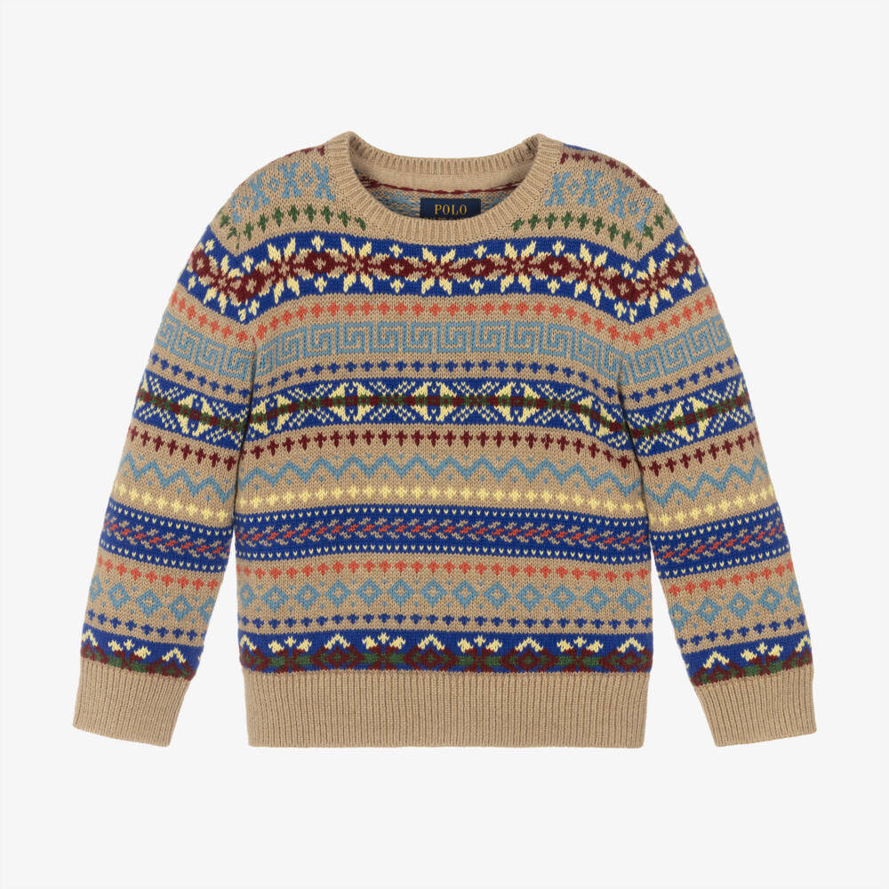 Ralph Lauren-Boys Beige Fair Isle Sweater | Childrensalon Outlet