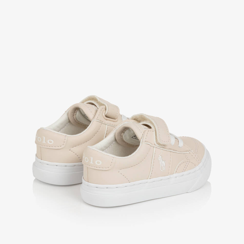 Ralph Lauren-Boys Beige Faux Leather Pony Logo Sliders | Childrensalon Outlet