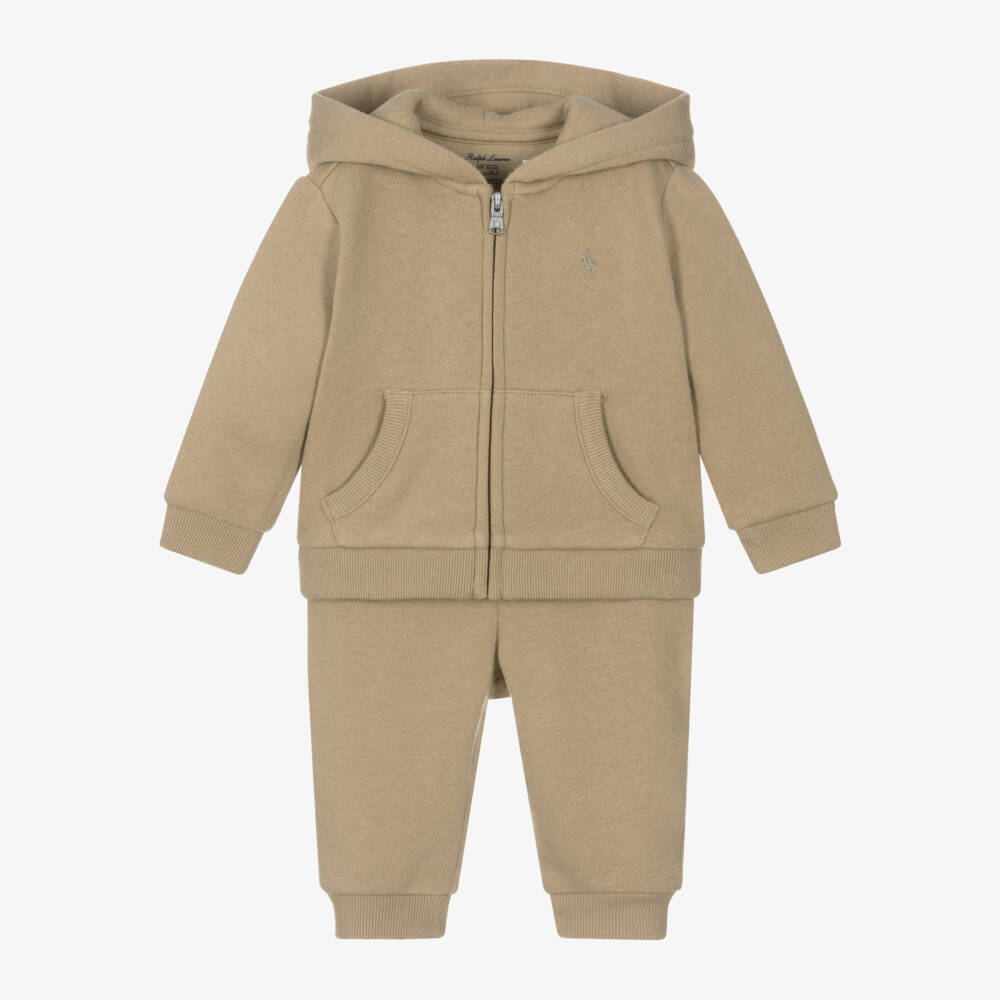 Ralph Lauren-Boys Beige Hooded Tracksuit | Childrensalon Outlet
