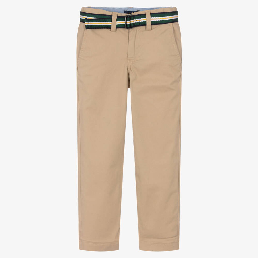 Boys Beige Skinny Fit Chino Trousers