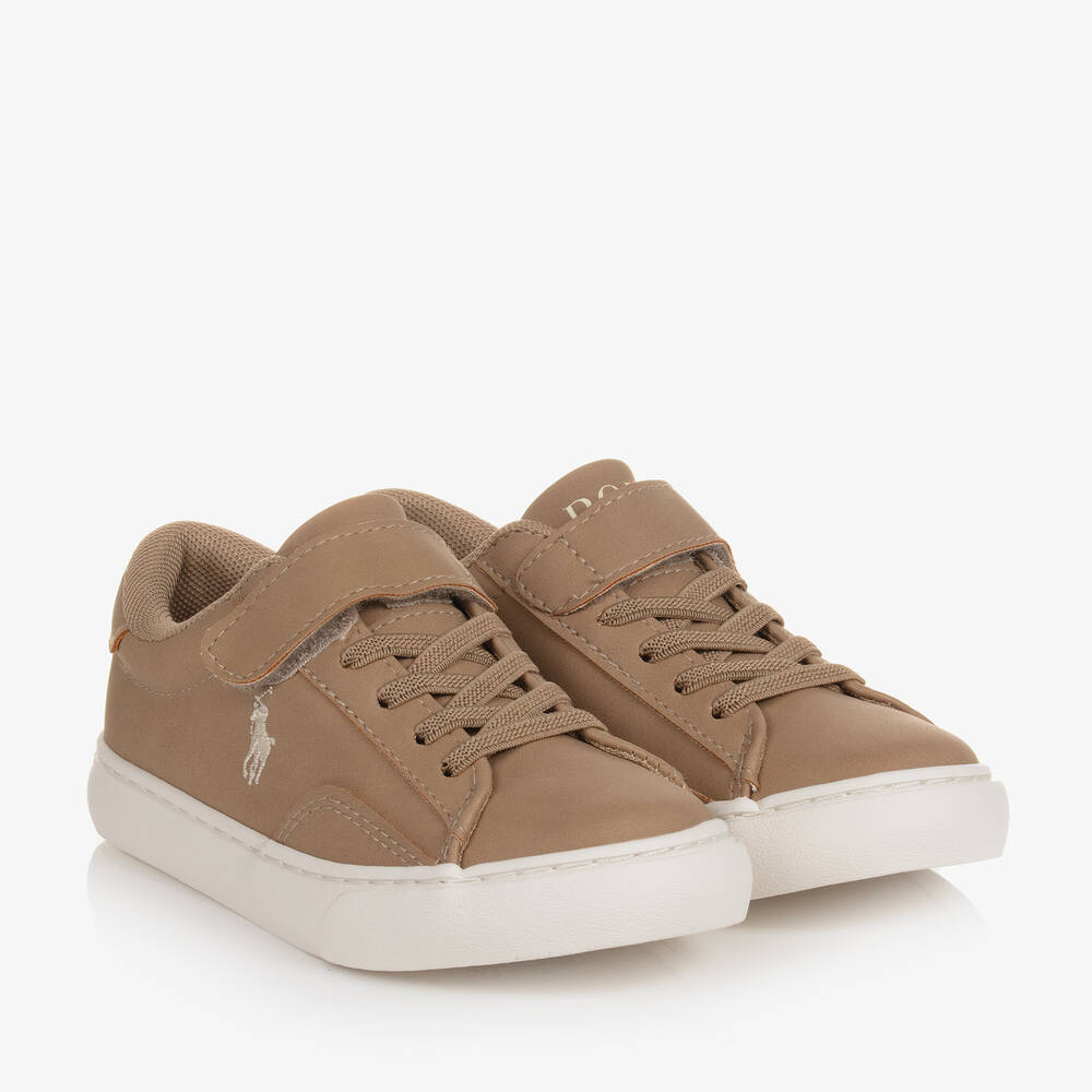 Polo Ralph Lauren - Boys Beige Velcro Trainers | Childrensalon