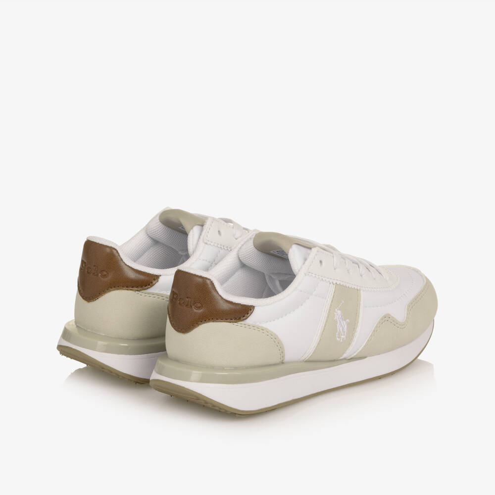 Ralph Lauren-Boys Beige & White Colourblock Lace-Up Trainers | Childrensalon Outlet